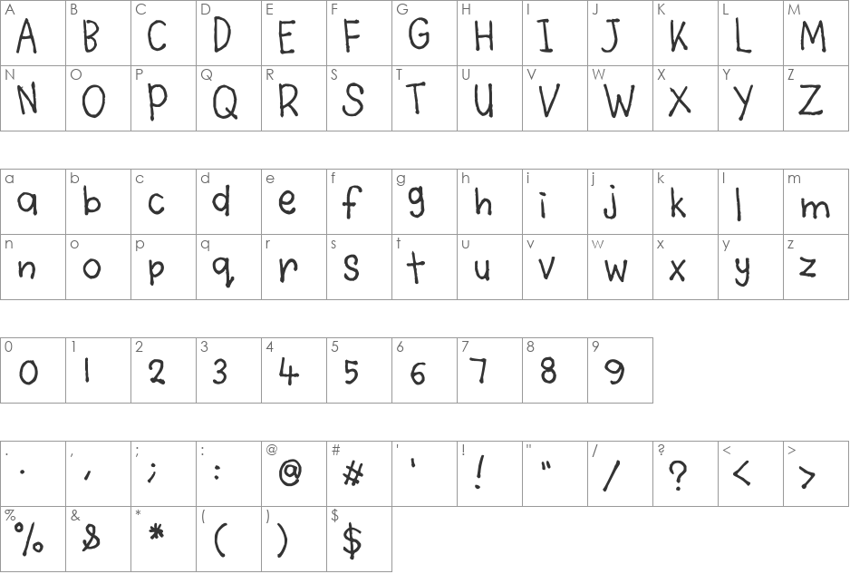 Violety Crumble font character map preview