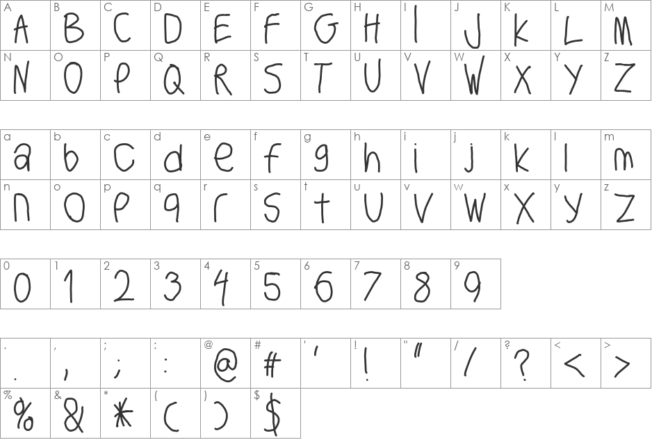 Big Writer 2 font character map preview