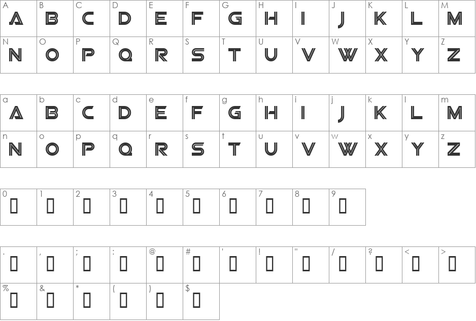 Viper Squadron font character map preview