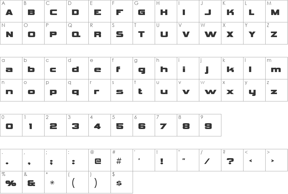 Vipnagorgialla font character map preview