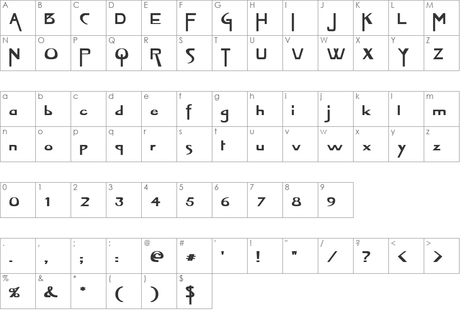 VireoFont Wd Bold font character map preview