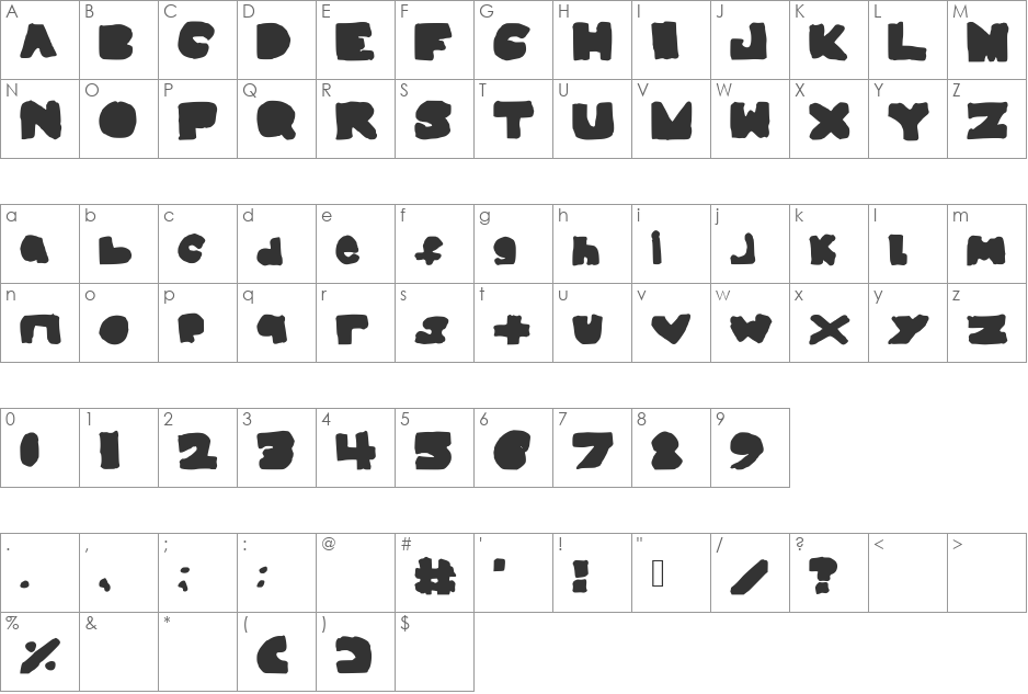 BigAndThick font character map preview
