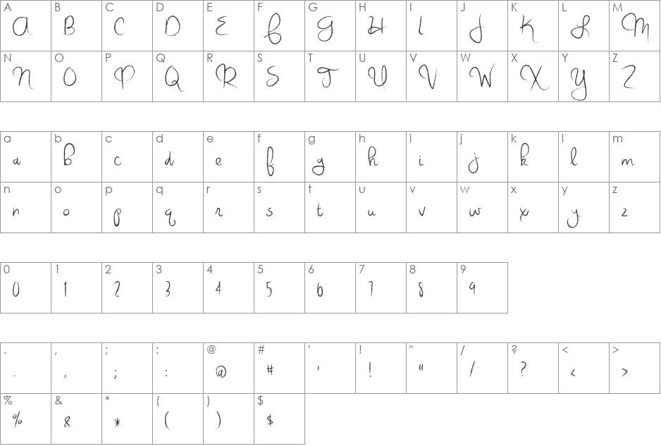 Virginia Sky font character map preview