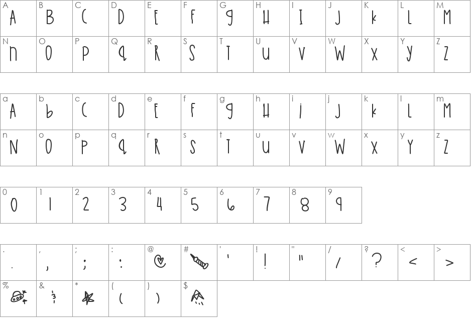 VirginiaIsForLovers font character map preview