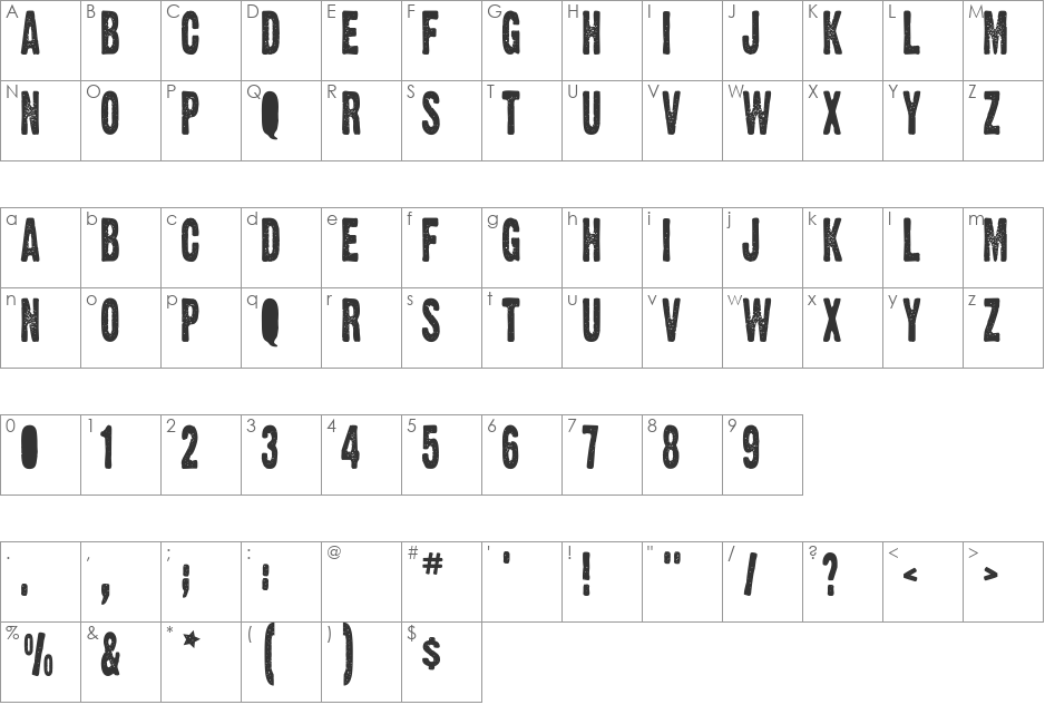 VirginiaPlain font character map preview