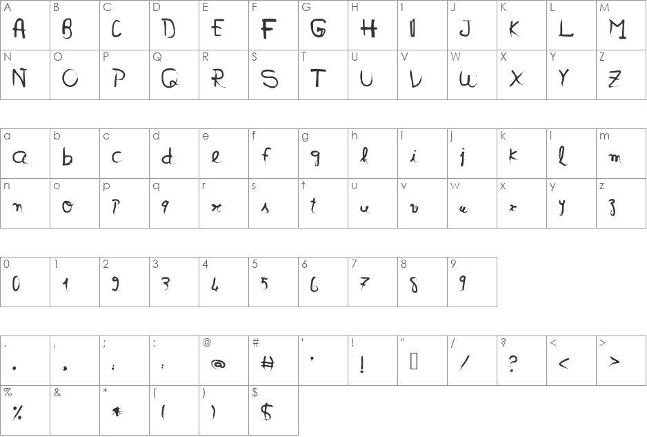 VirginiaTwo font character map preview