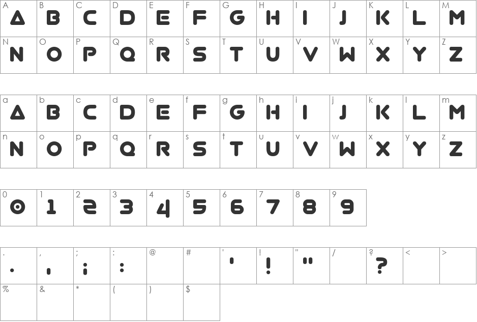 Virgo 01 font character map preview