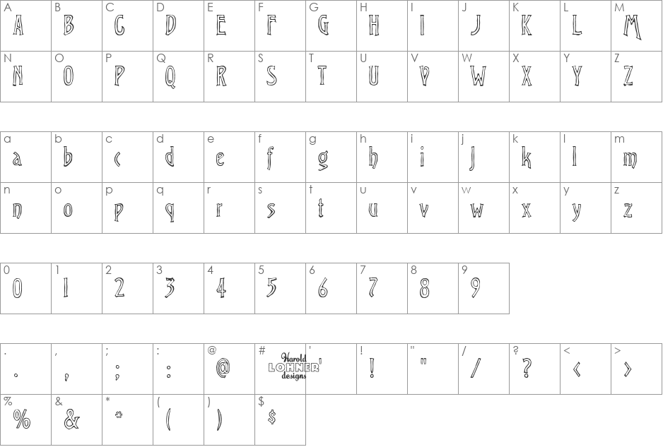 VirileSolid font character map preview