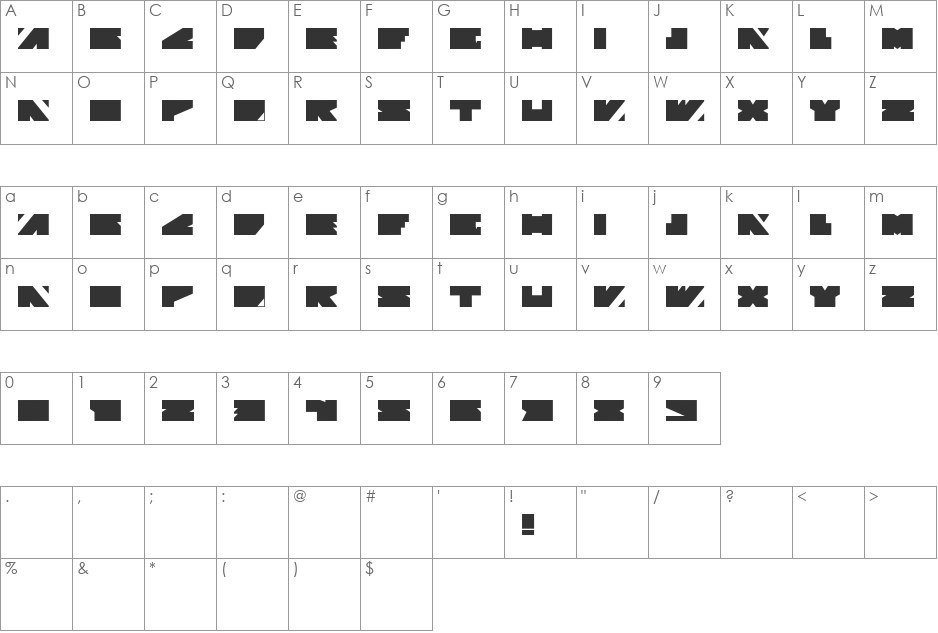 Vision Division font character map preview
