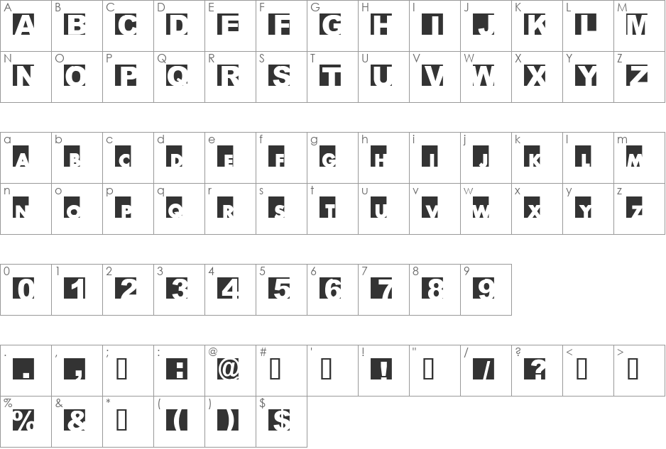 BIGARIAL font character map preview