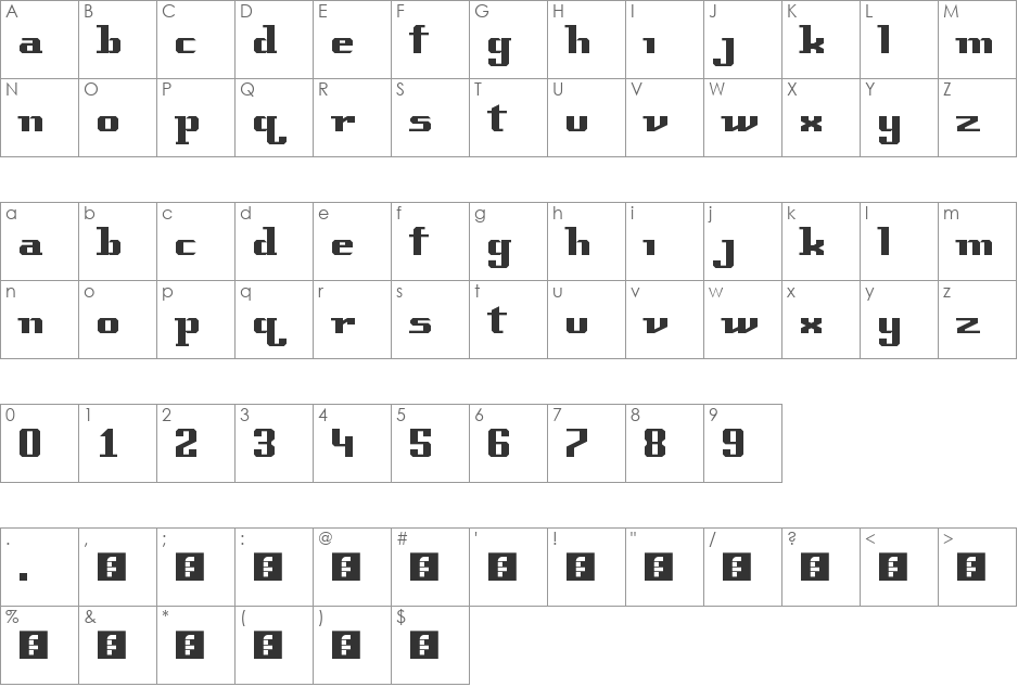 Vista Porto font character map preview