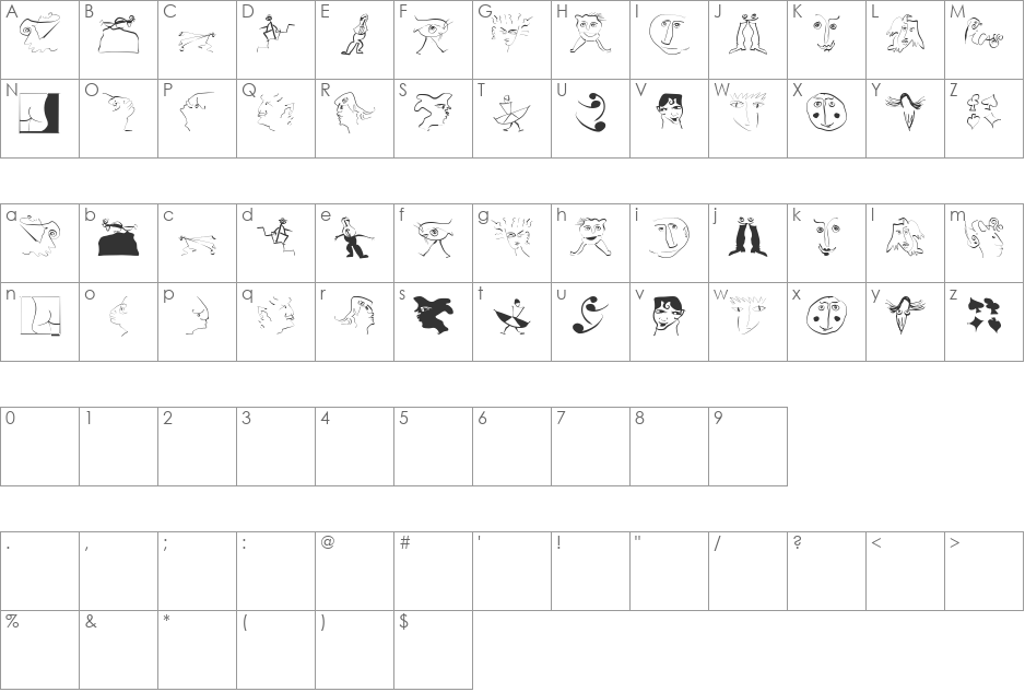 VisualObsessions font character map preview