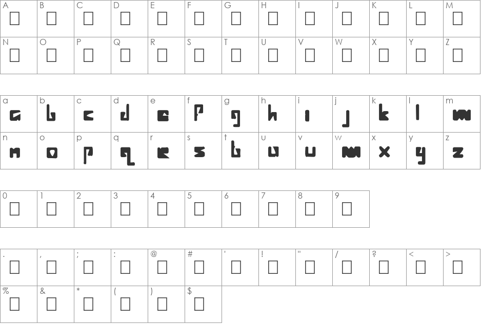 Vital Formations font character map preview