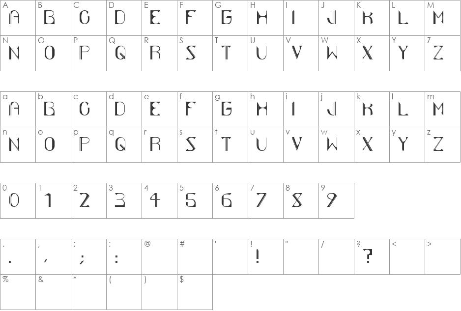 vitality font character map preview