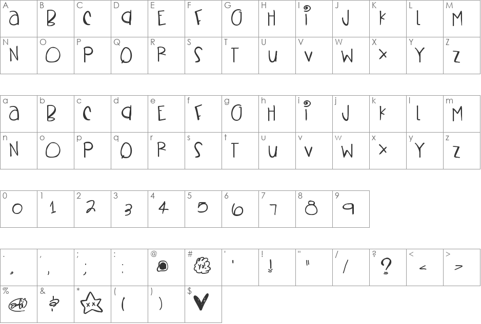 VitalSighns font character map preview