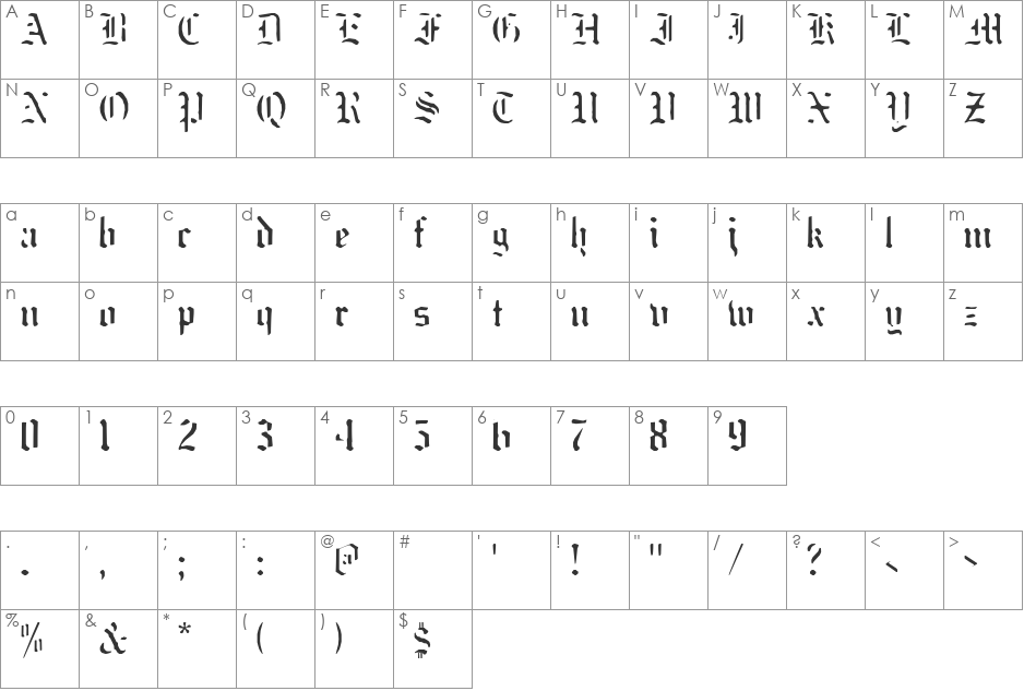Vitamins font character map preview