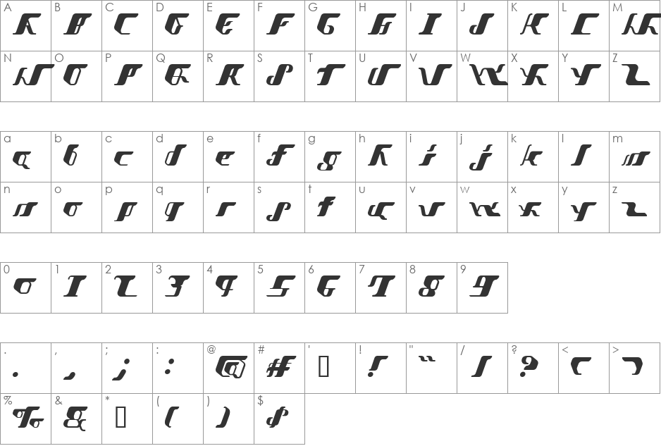 Vitesse font character map preview