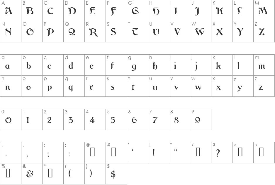 VitorioSSK font character map preview