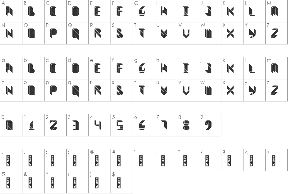 Vitreous font character map preview