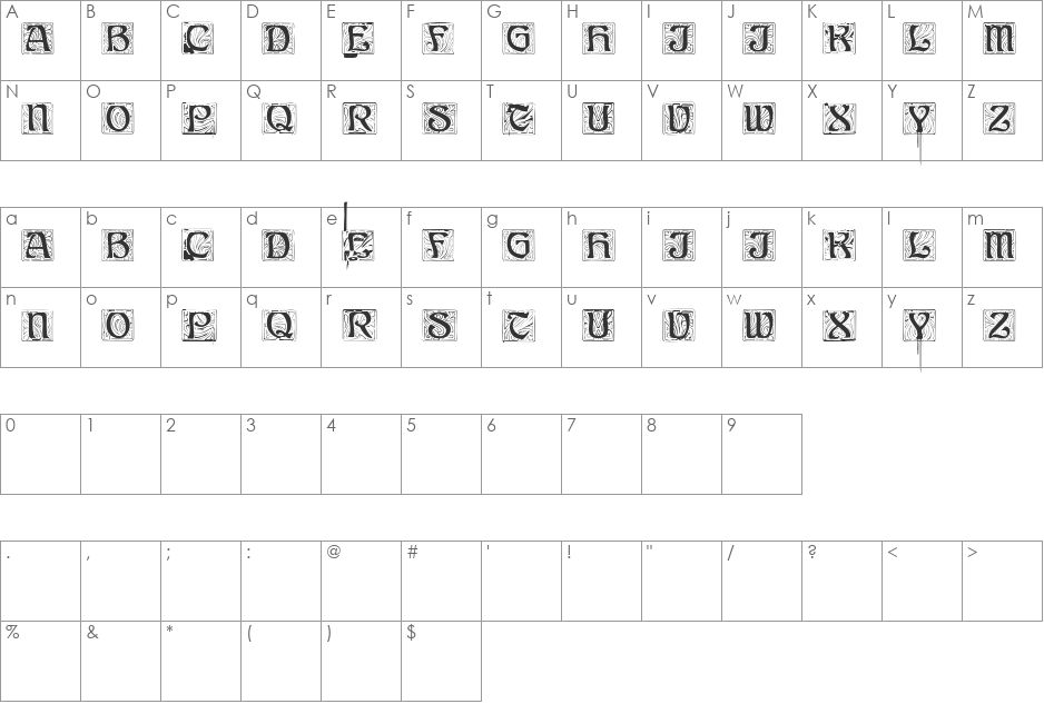 Vittoren font character map preview