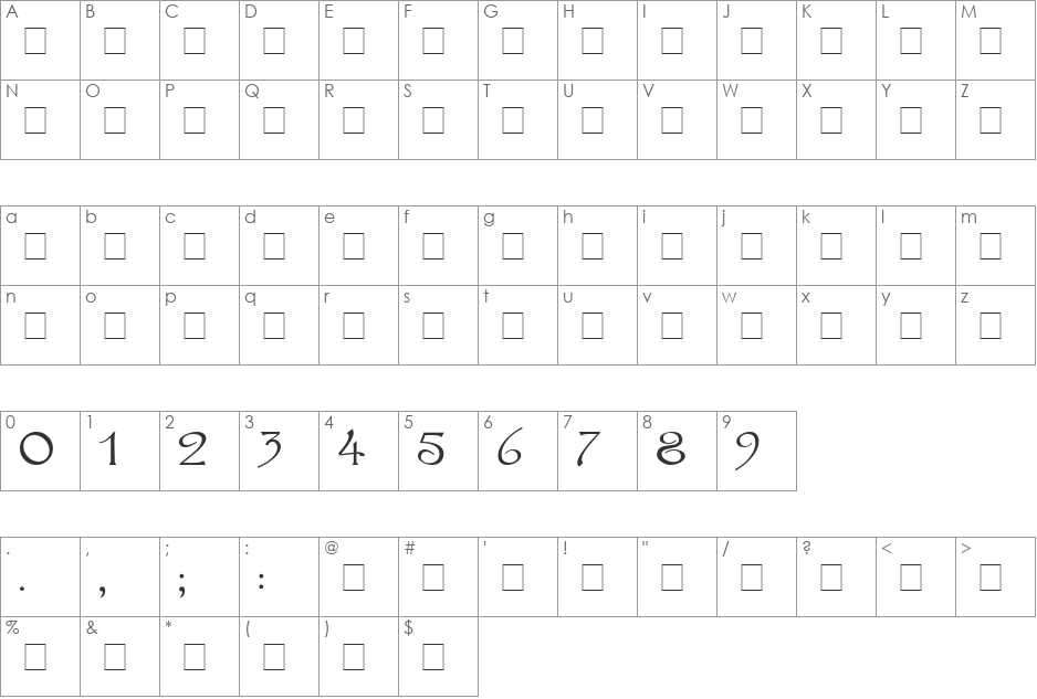 Vityaz font character map preview