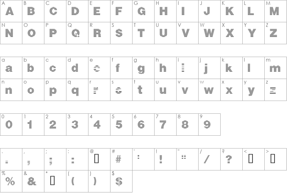 BigBlue font character map preview