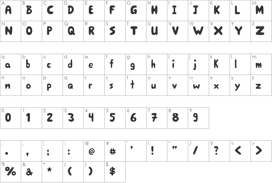 BigBoss font character map preview