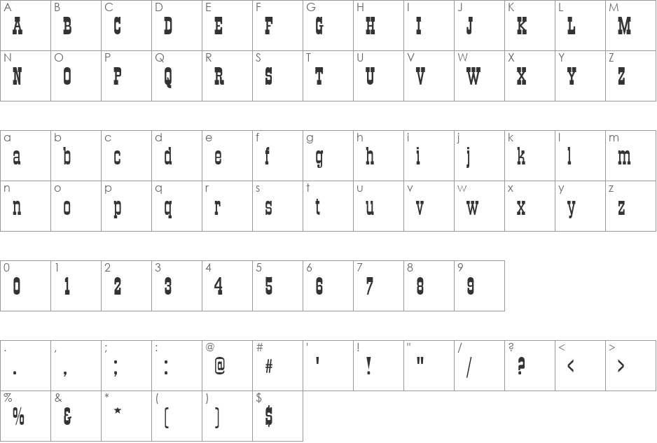 BigBossy font character map preview