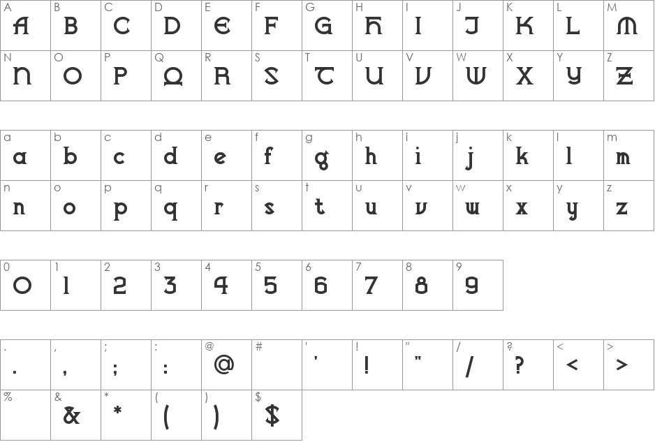 VlaanderenSquare font character map preview