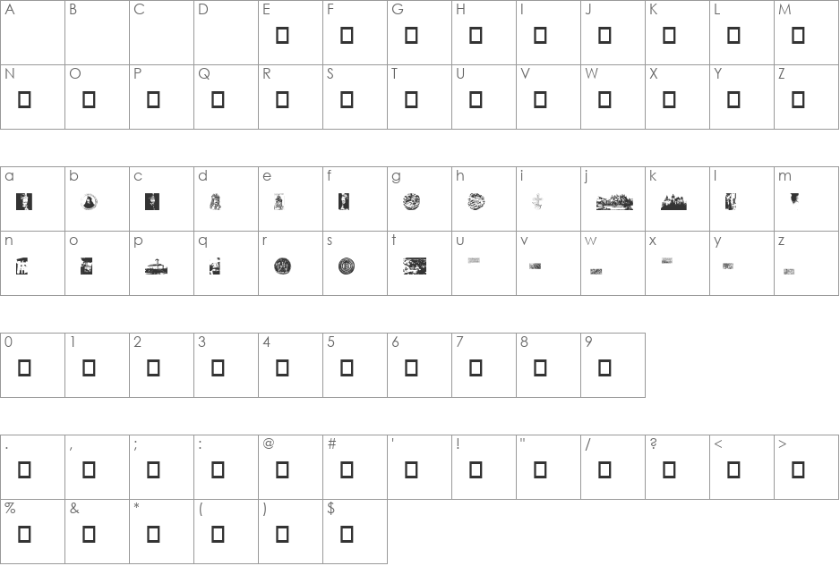 VladDraculBats font character map preview