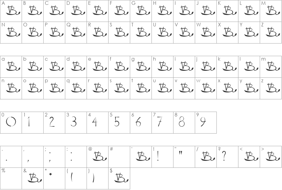 VLADOVSKIY font character map preview