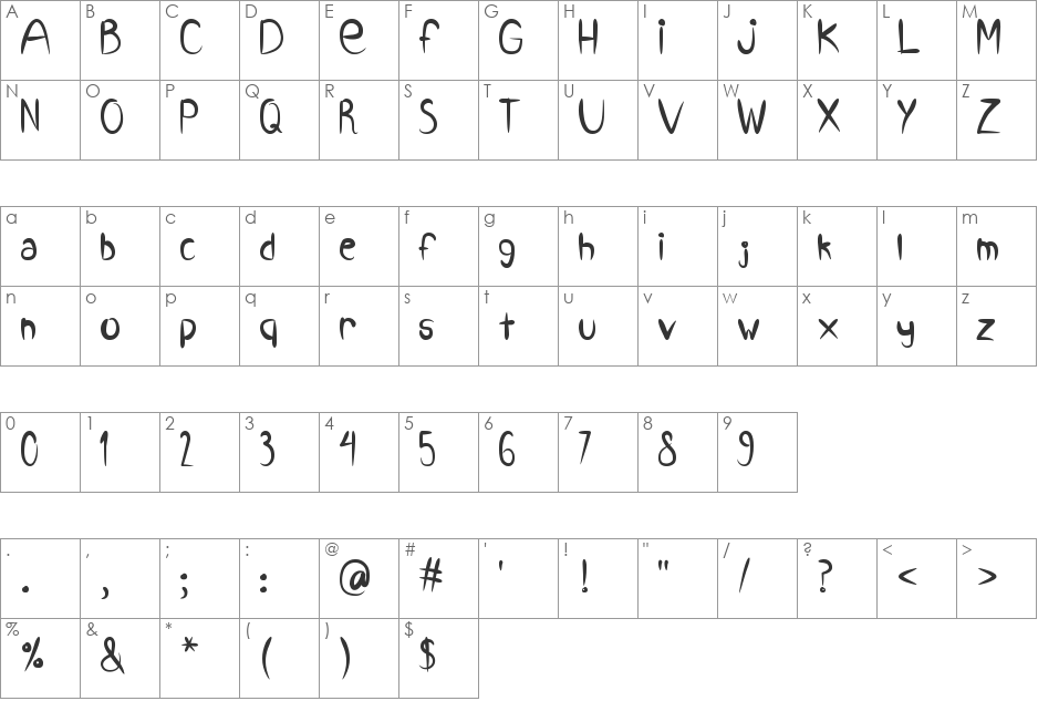VMF_Style_ttf font character map preview