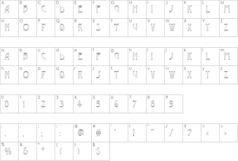 VNdesdemona font character map preview