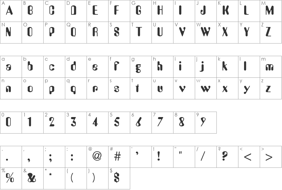 VNI-Almi font character map preview