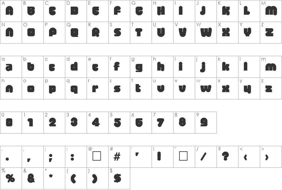 Bigbrother font character map preview