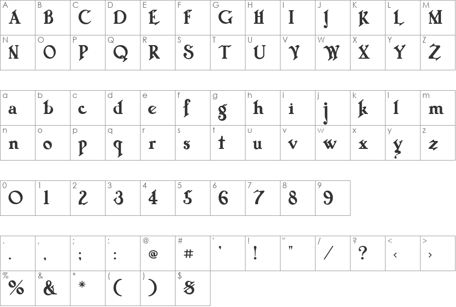 VNI-Duff font character map preview