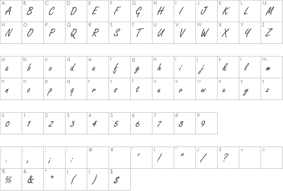 VNI-Free font character map preview