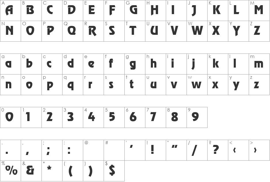 VNI-Revue font character map preview
