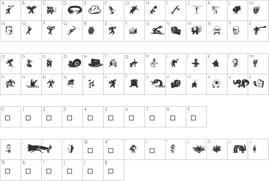 BigCheeseDark font character map preview