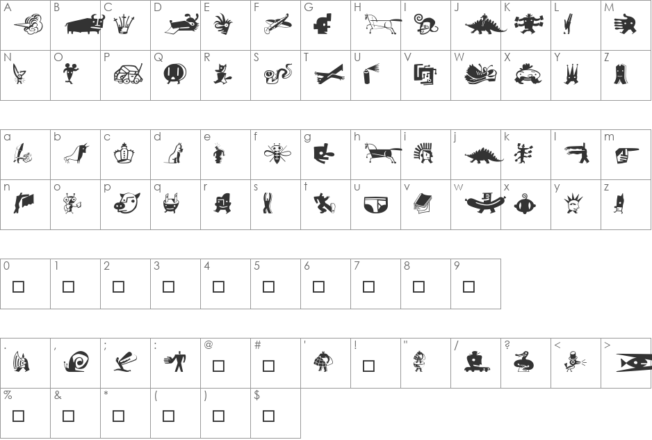 BigCheeseLight font character map preview