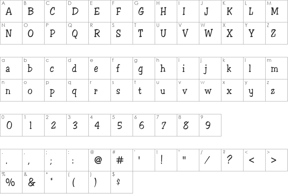 VNIDisney font character map preview