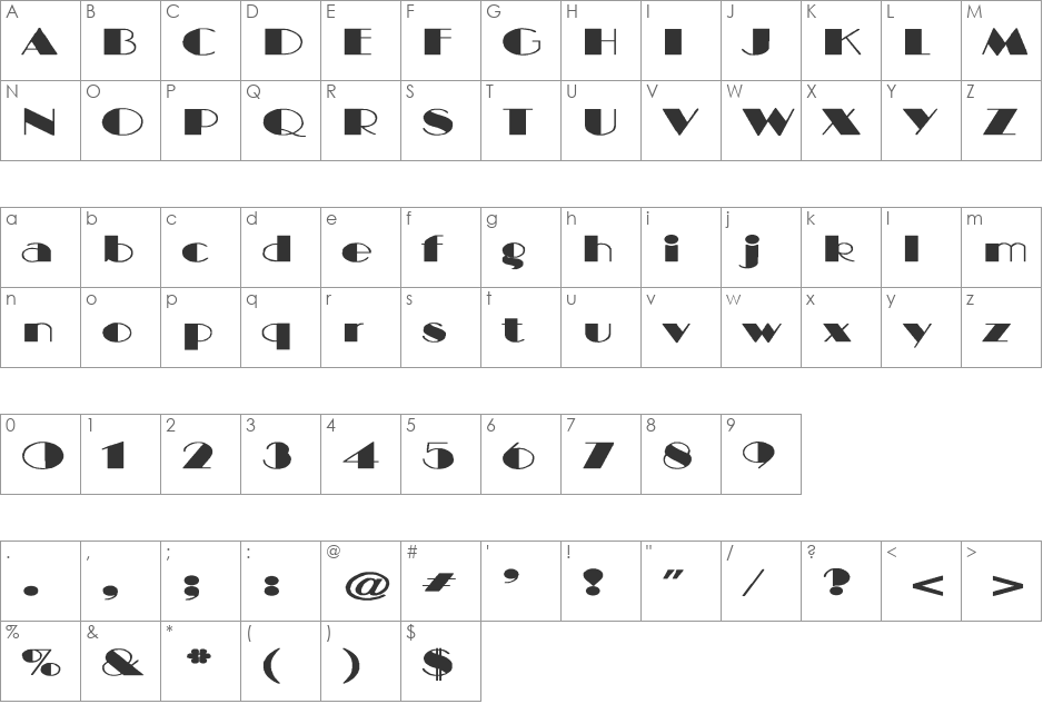 BIGCITY-Normal Extended font character map preview