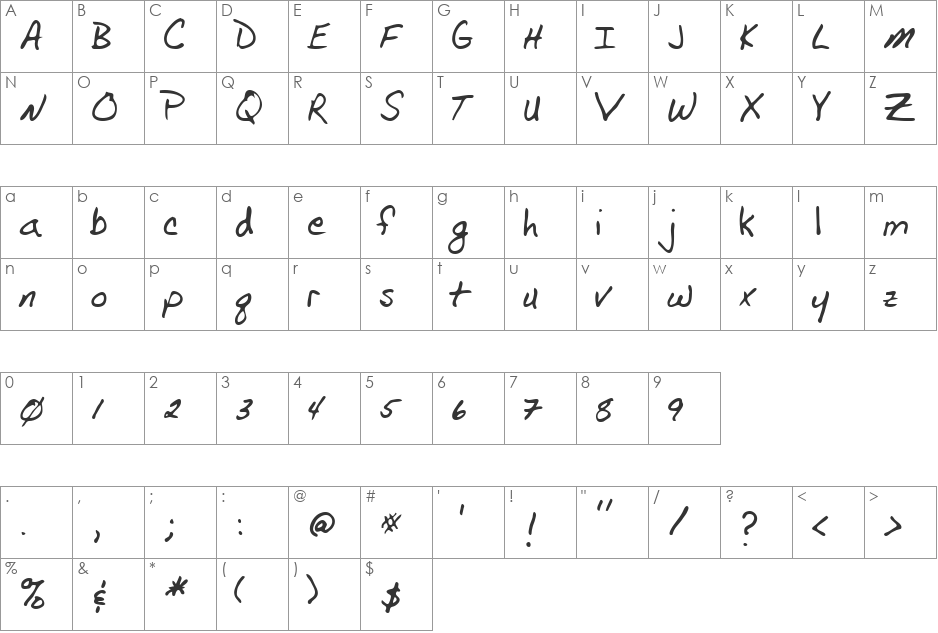 Vockel font character map preview