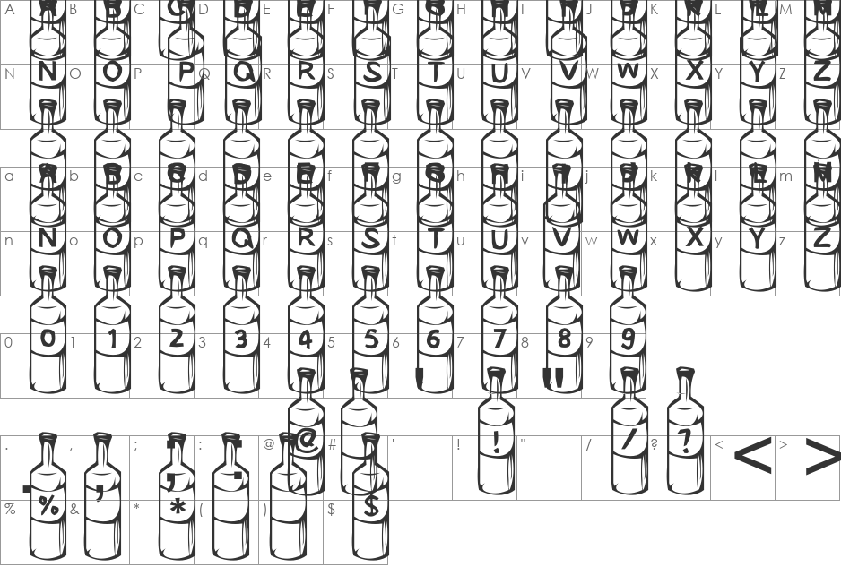 Vodka font character map preview