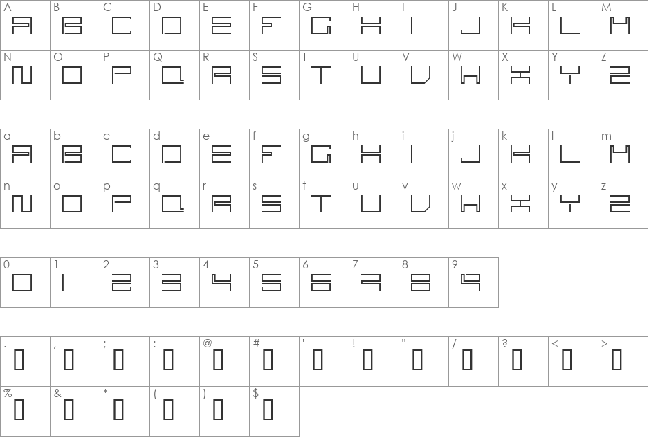 Void font character map preview