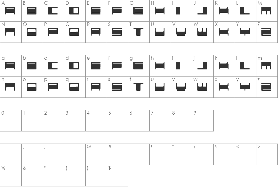 Voker baxer font character map preview