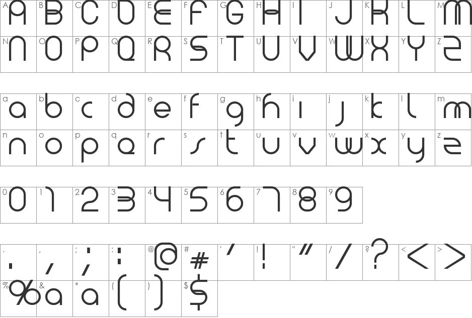 VOL font character map preview