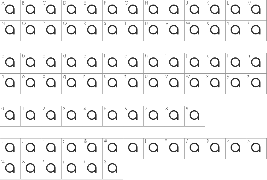 VOL font character map preview