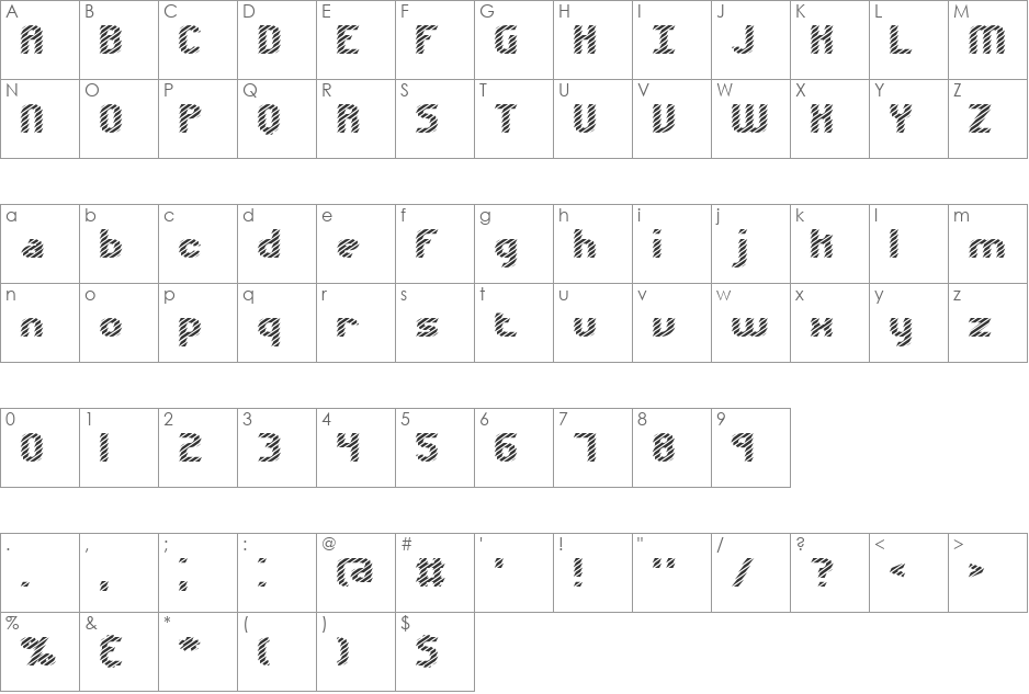 Volatile 2 BRK font character map preview
