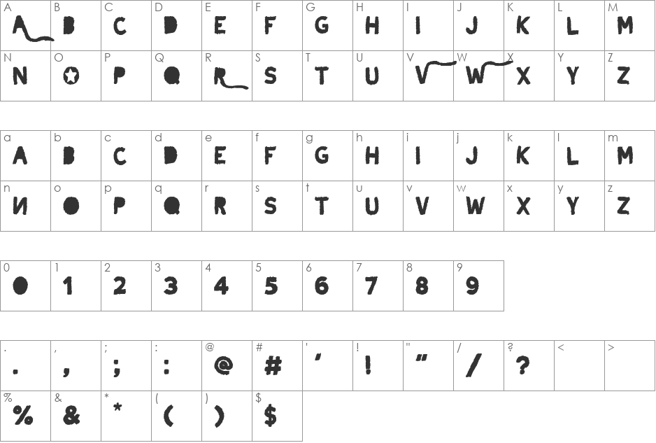 Volga font character map preview